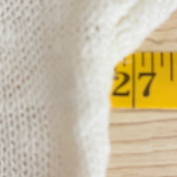 Womens Red Star Cropped Oversized Open Knit Slouchy Sweater Sheer White sz M y2k - Picture 6 of 8